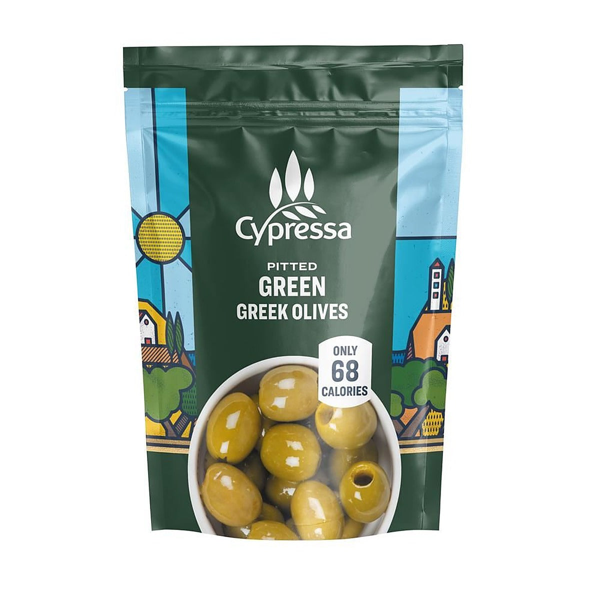Cypressa Pitted Green Olives in Olive Oil in Pouch 50g