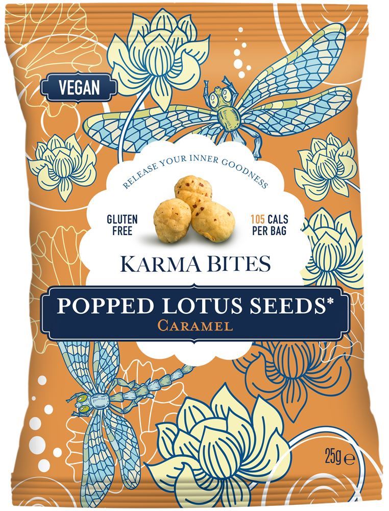 Karma Bites Popped Lotus Seeds Caramel 25g - 12 Pack