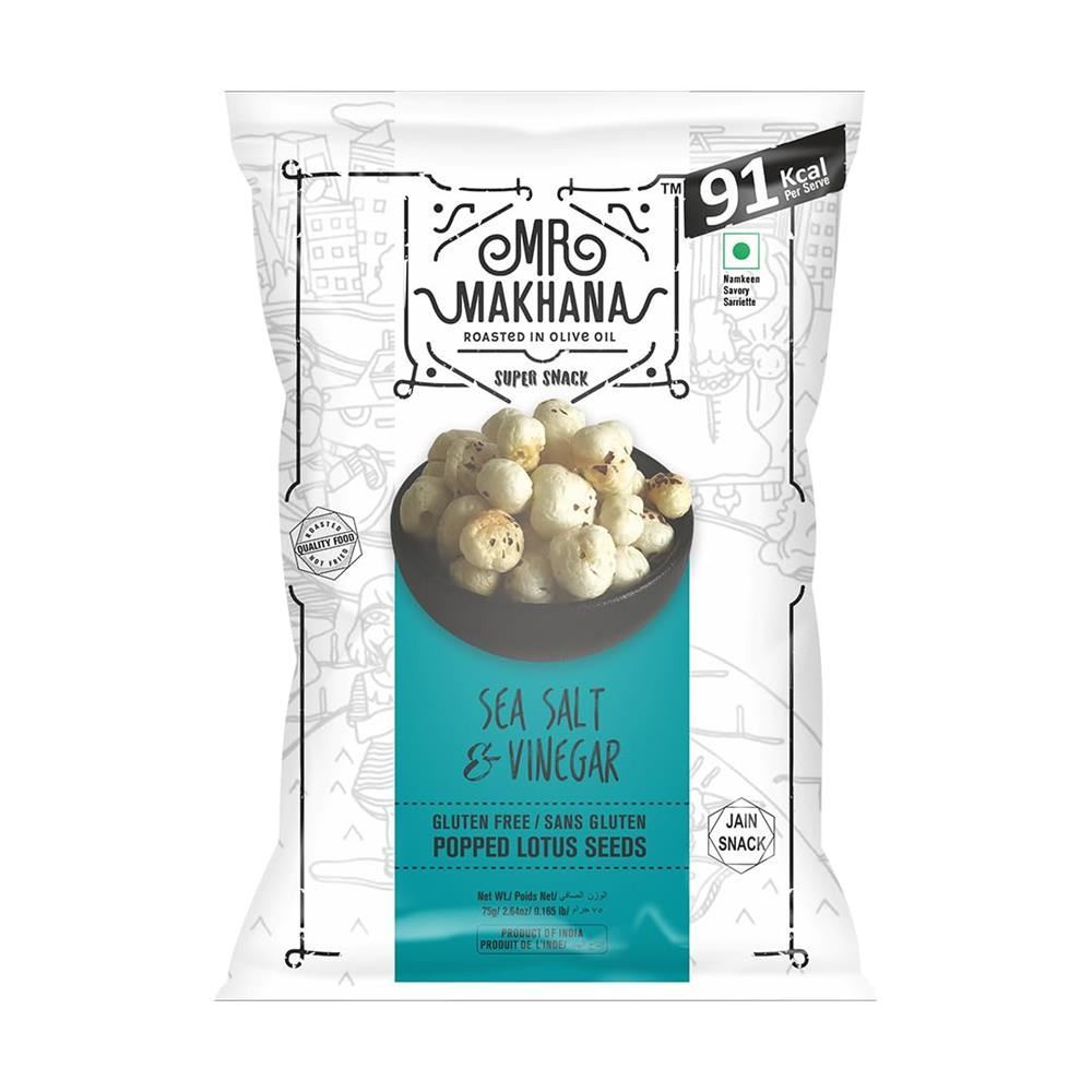 Mr Makhana Salt & Vinegar Popped Lotus Seeds 75g - 6 Pack