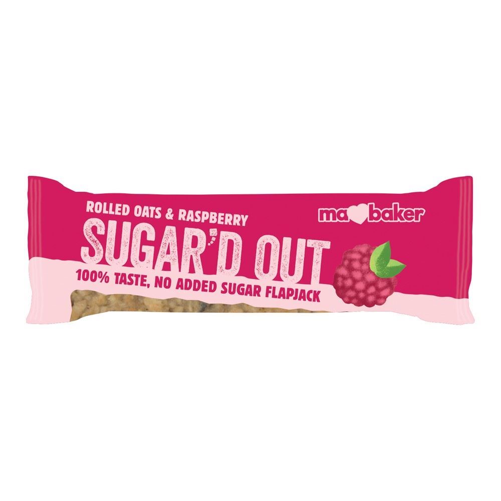 Ma Baker Sugar'd Out No Added Sugar Flapjack - Raspberry 50g - 16 Pack