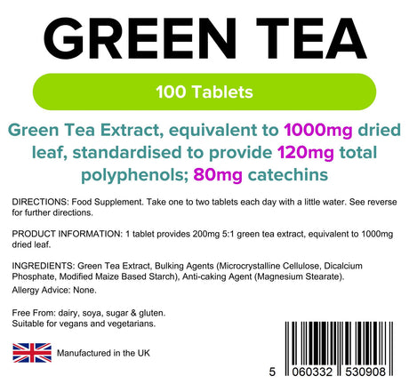 Lindens Green Tea 1000mg - 100 Tablets