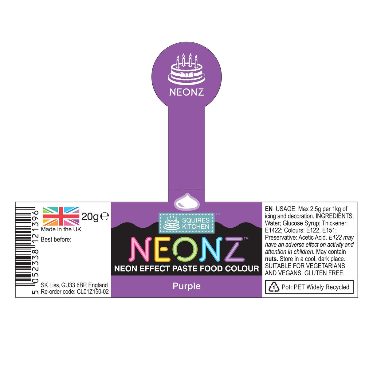 Squires Kitchen NEONZ Neon Effect Food Colouring Paste 20g - All Shades