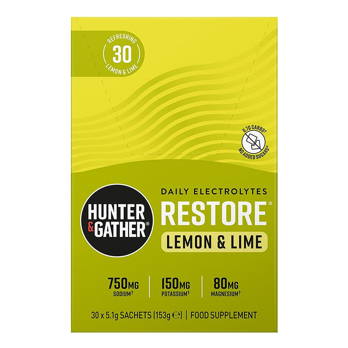 Hunter and Gather Restore Electrolyte Lemon & Lime 30 x 5.1g per pack