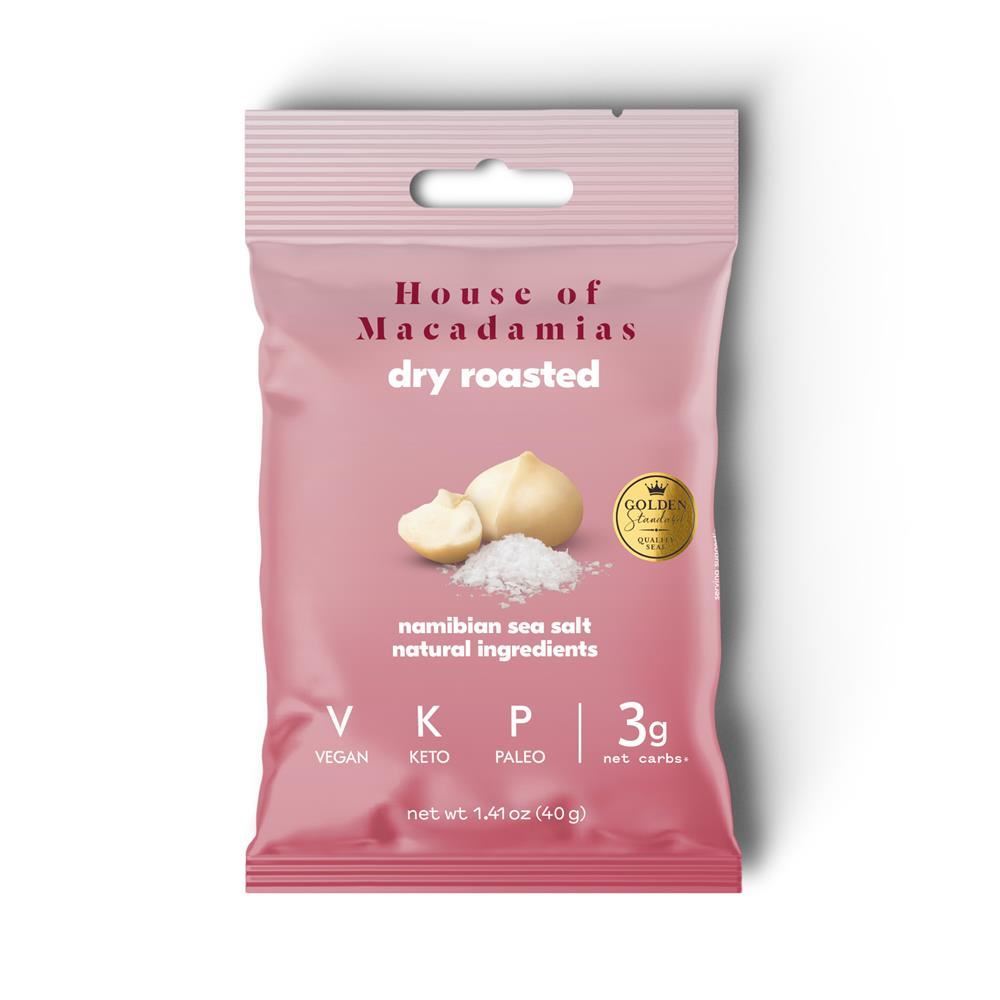 House of Macadamias Nuts Dry Roasted with Namibian Sea Salt 40g - 12 Pack