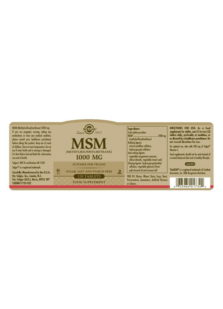 Solgar MSM 1000 mg - 120 Tablets