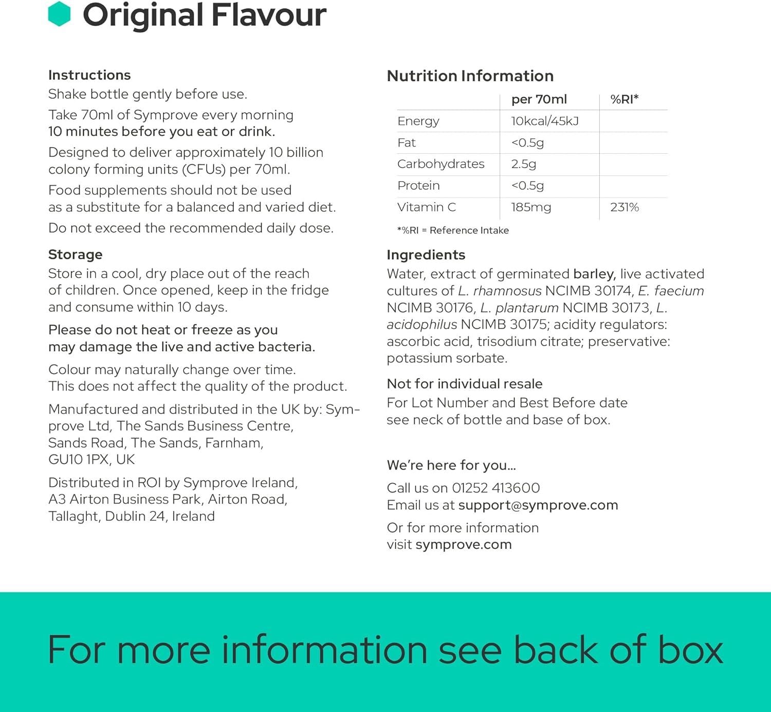 Symprove Original Probiotic Drink with Live Bacteria 500ml - Pack of 4