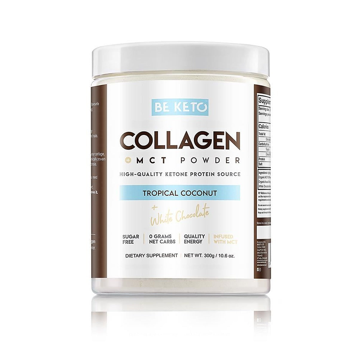 BeKeto Keto Collagen + MCT Oil Coconut White Chocolate 300g