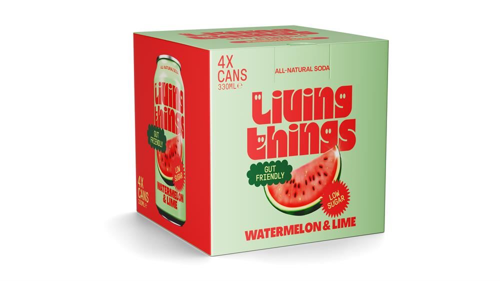 Living Things Watermelon & Lime Pre + Probiotic Soda 4 x 300ml