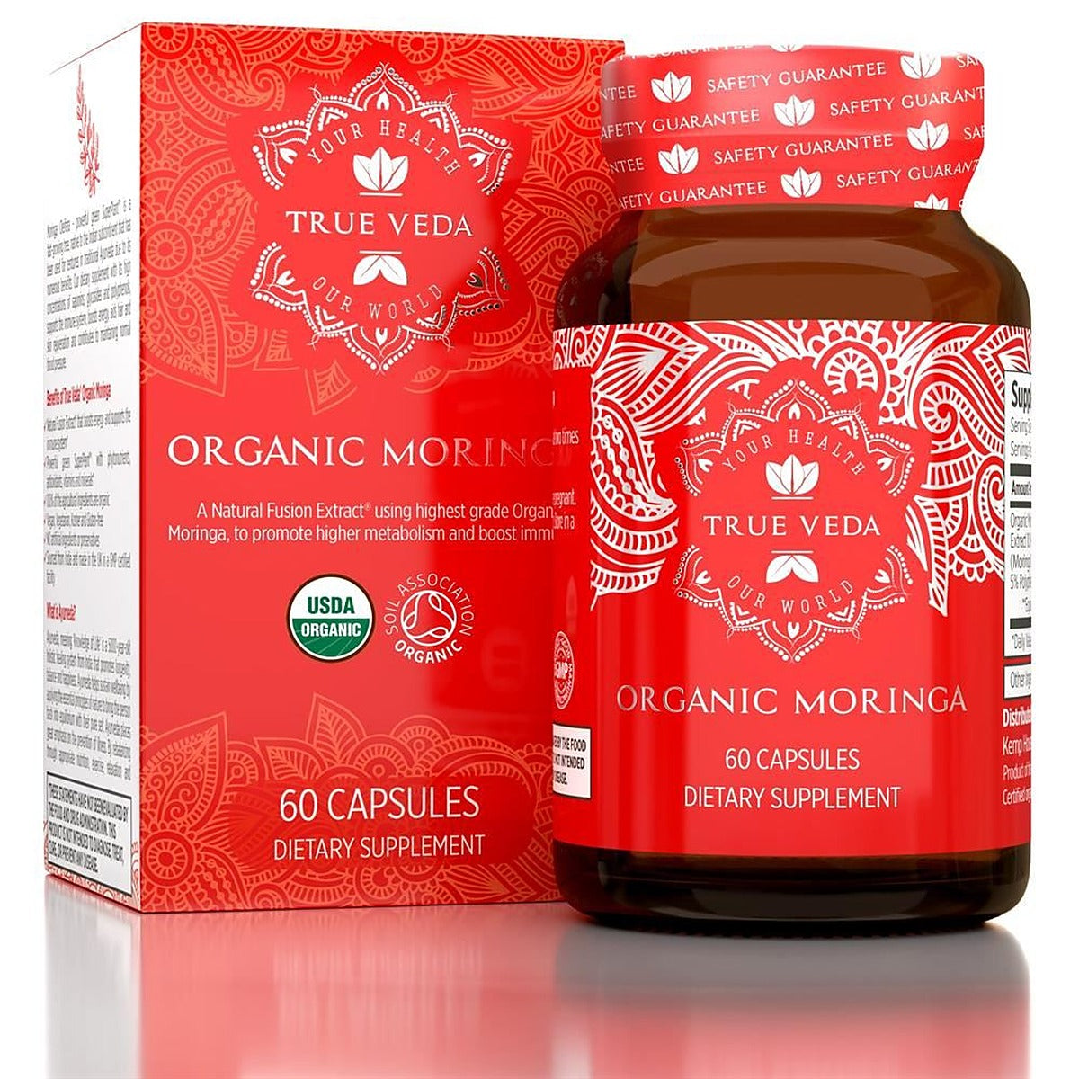 True Veda Moringa Organic Natural Vegan Ethical Non-GMO 60 capsules