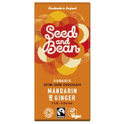 Seed & Bean Organic Extra Dark Mandarin Ginger Chocolate Bar 75g