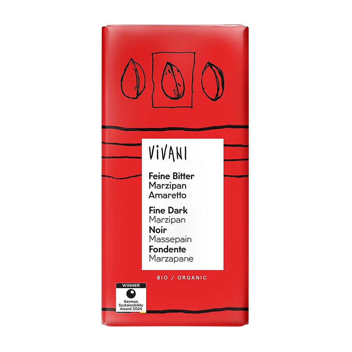 Vivani Dark Marzipan Amaretto 60% Chocolate Organic 100g