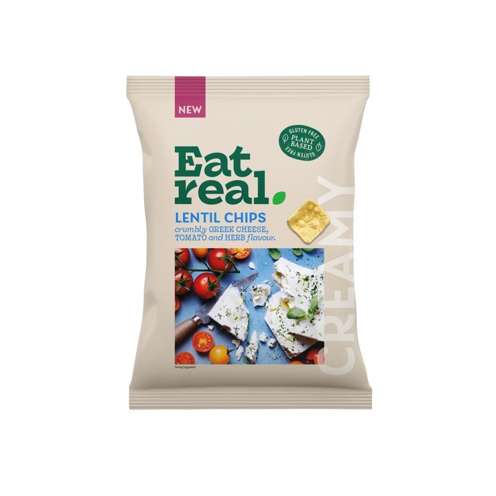 Eat Real Lentil Chips Greek Cheese Tomato & Herb 95g - 10 Pack