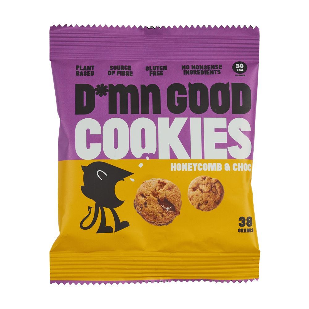 D*MN GOOD Vegan Honeycomb and Choc Cookies 38g - 12 Pack