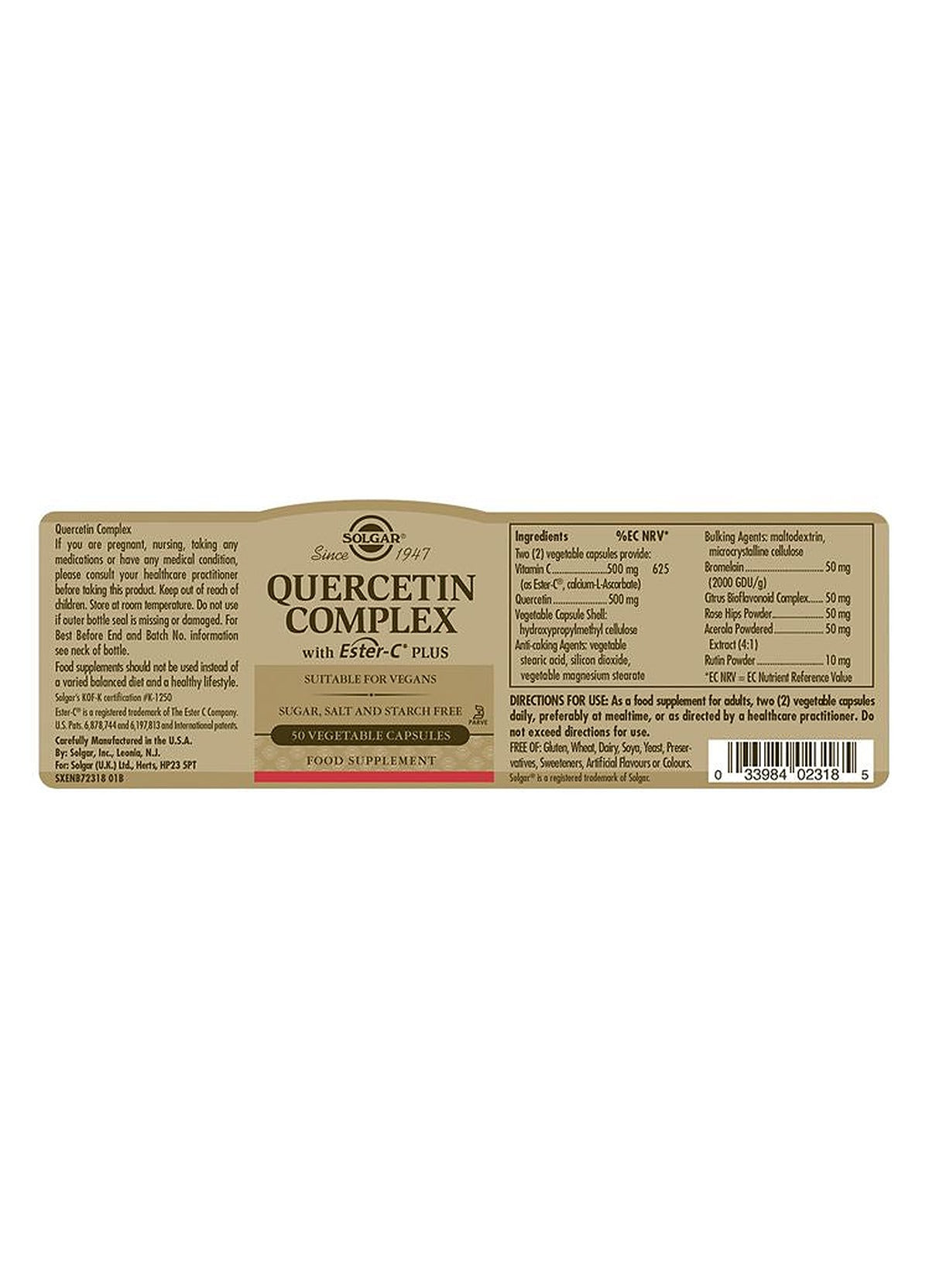 Solgar Quercetin Complex with Ester-C Plus - 50 Vegicaps - image 3