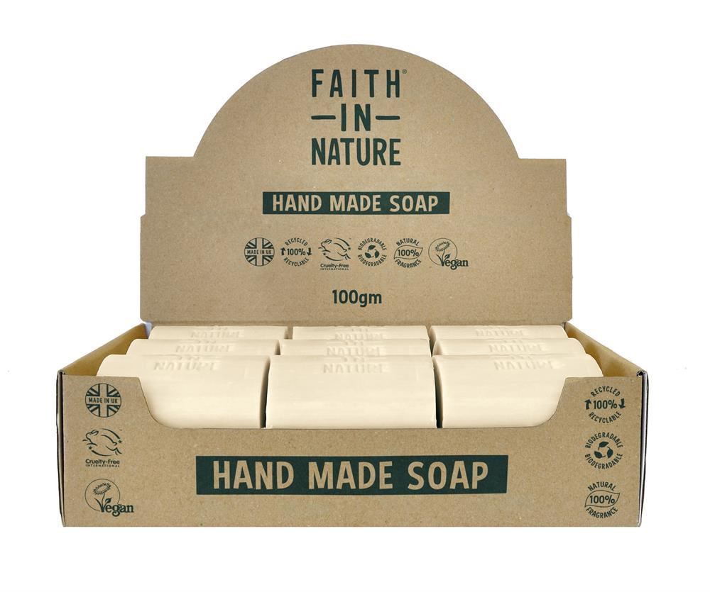 Faith in Nature Hemp & Green Tea soap unwrapped x (Full Box of 18)