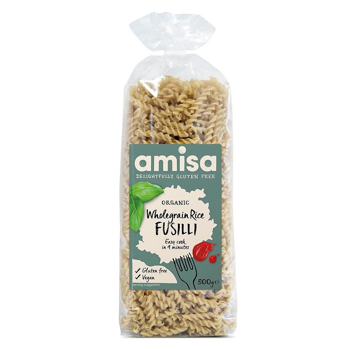 Amisa Organic & Gluten Free Wholegrain Rice Fusilli Pasta 500g