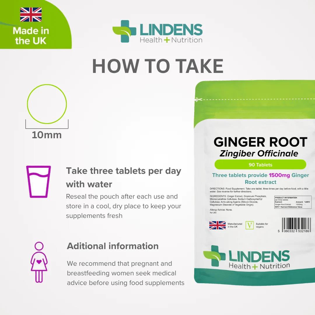 Lindens Ginger Root 500mg - 90 Tablets - image 4
