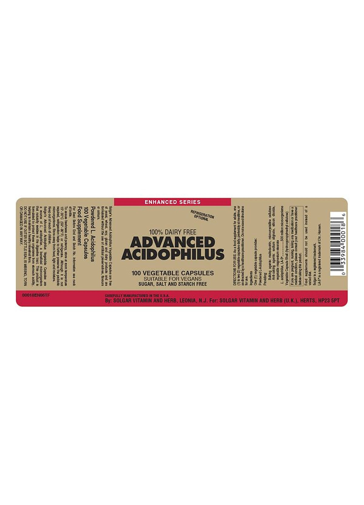 Solgar Advanced Acidophilus - 100 Vegicaps - image 3