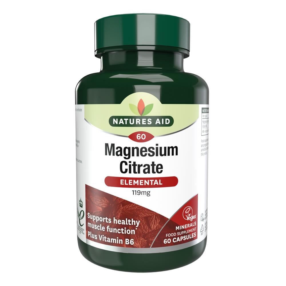 Natures Aid Magnesium - 750mg Citrate (with Vitamin B6) 60 Capsules
