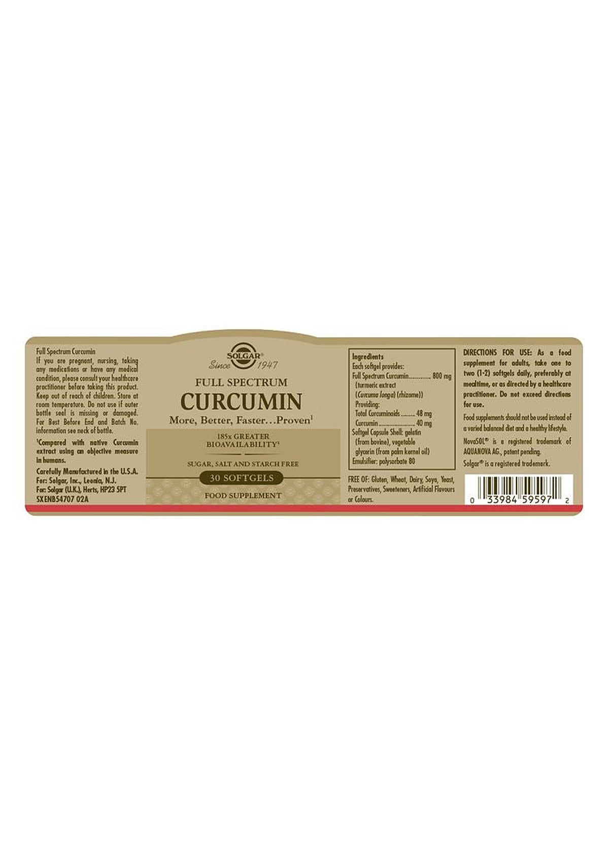 Solgar Full Spectrum Curcumin 185x - 30 Softgels - image 3