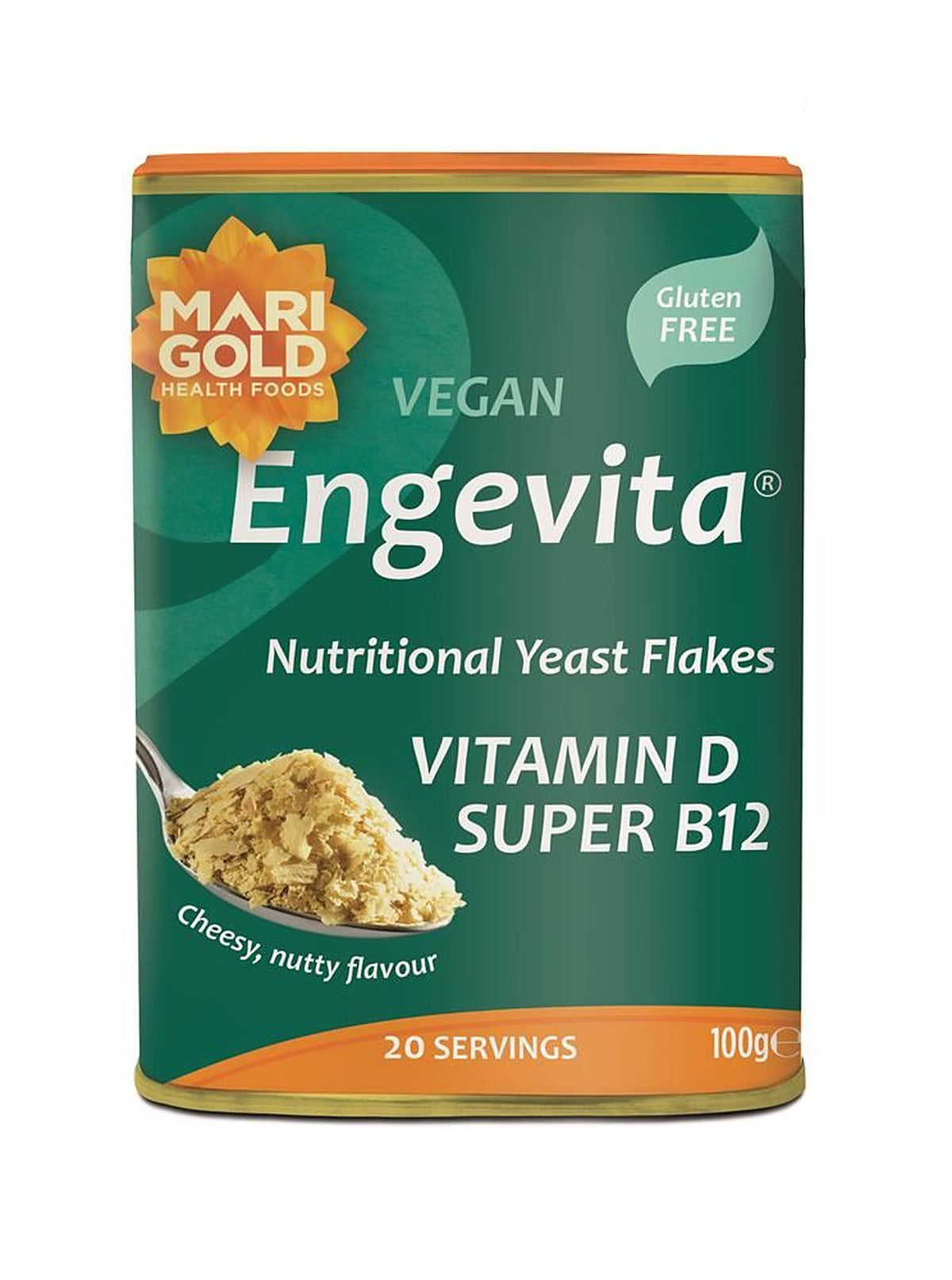 Marigold Super Engevita Vit D B12 Yeast Flakes Green 100g