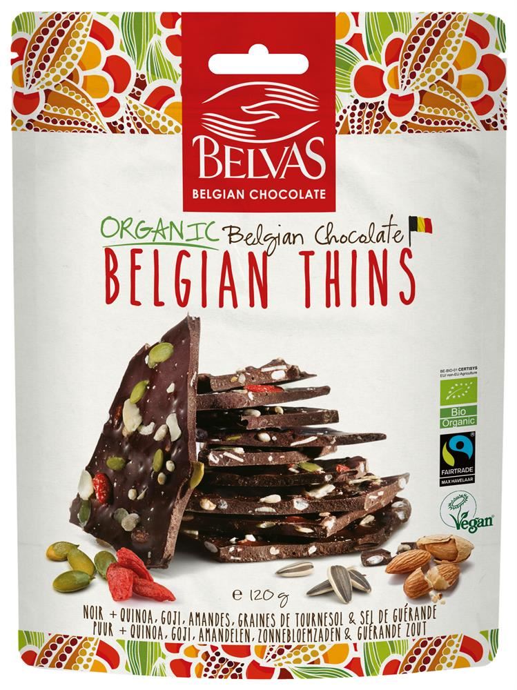 Belvas Belgian Thins Dark Goji Quinoa 120g