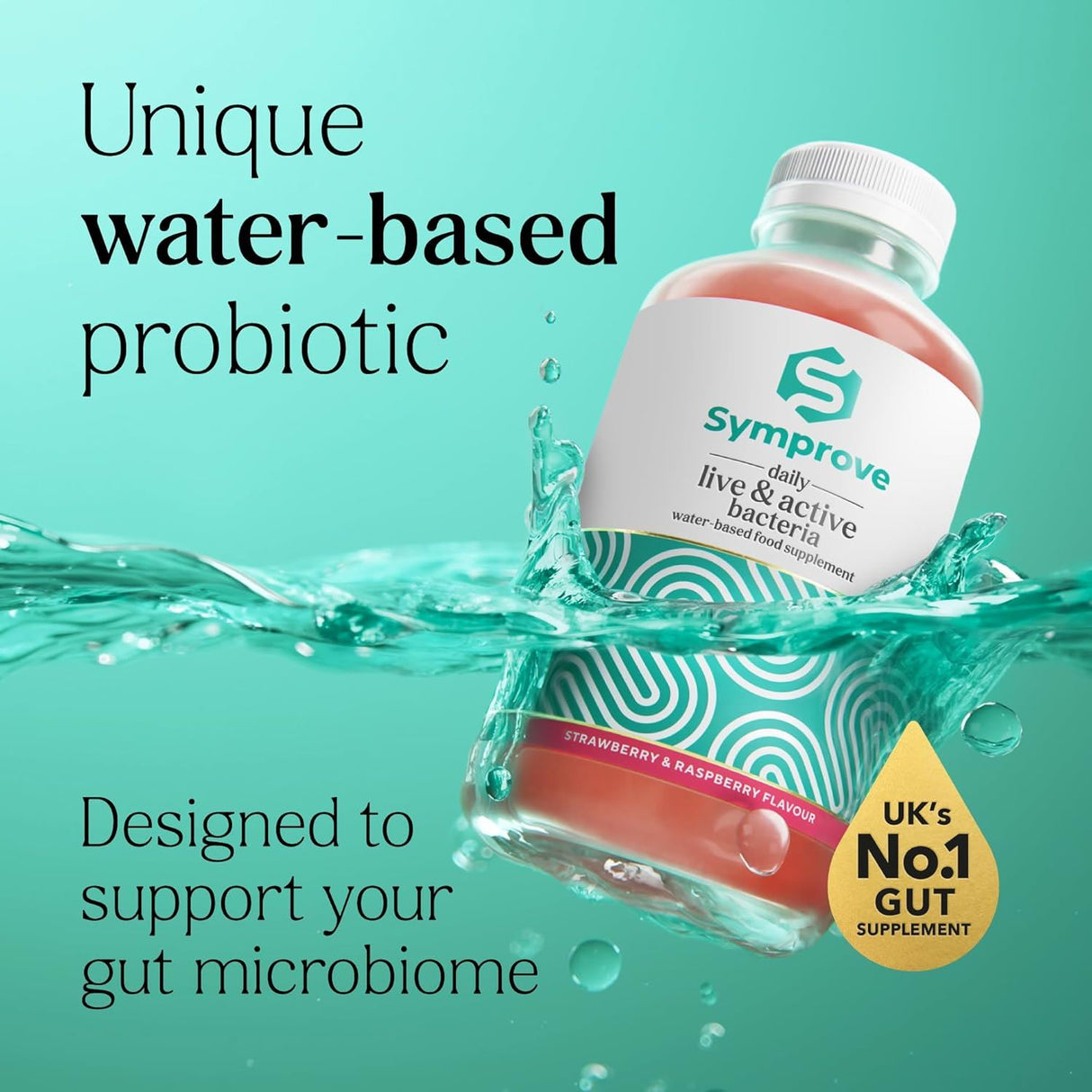 Symprove Strawberry & Raspberry Probiotic Drink with Live Bacteria 500ml  Pack of 4