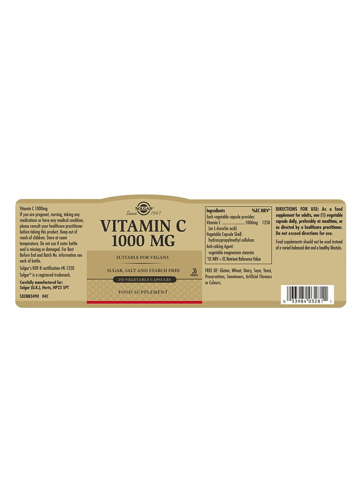 Solgar Vitamin C 1000 mg - 250 Vegicaps - image 3
