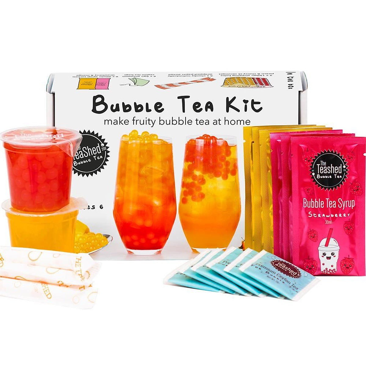 The TeaShed 6 Serving Fruit Bubble Tea Kit Gift Box 720g