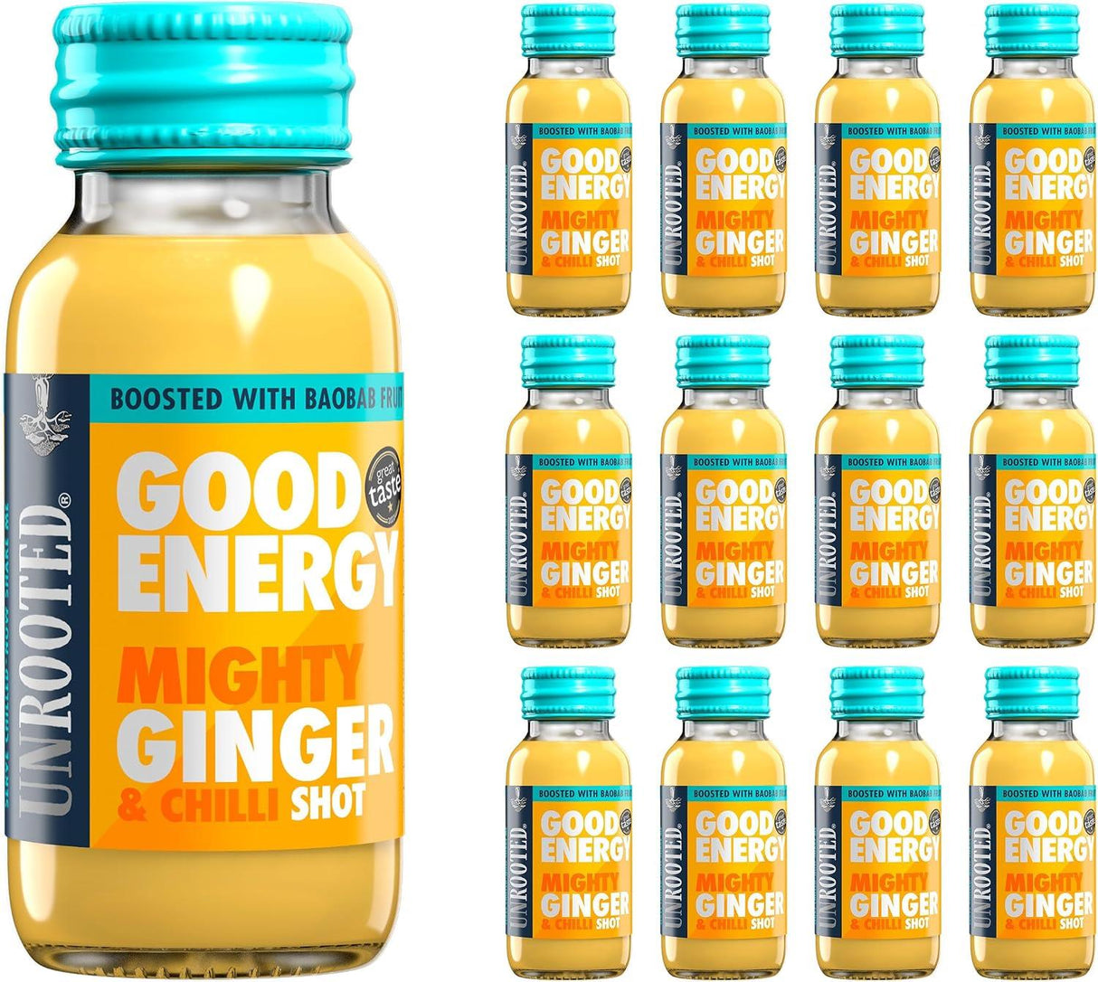 Unrooted Mighty Ginger Shot ginger & turmeric wake-up shot 60ml x 12