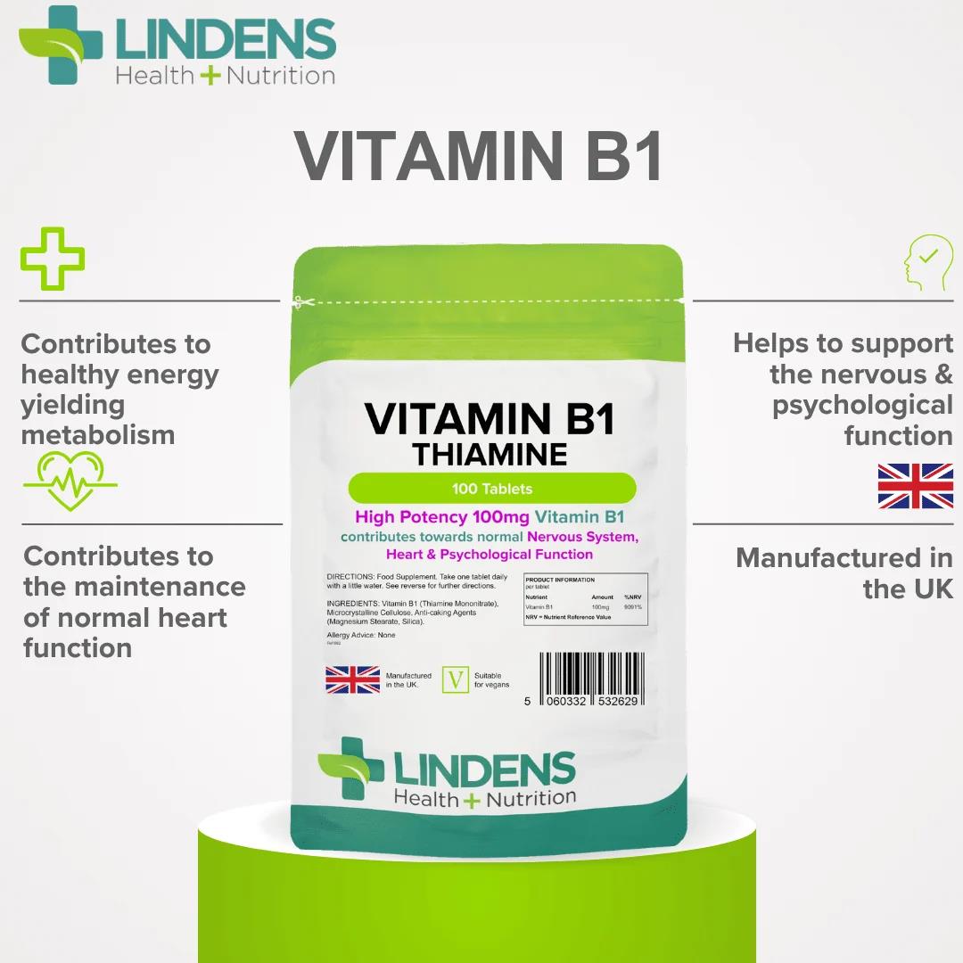 Lindens Vitamin B1 100mg - 100 Tablets - image 3