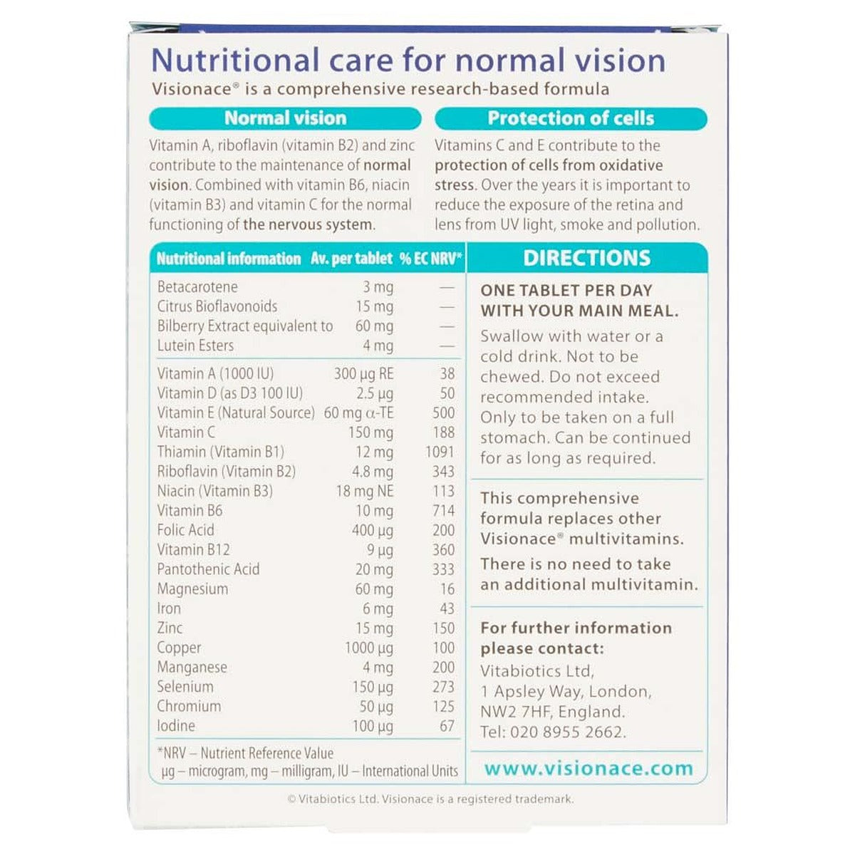 Vitabiotics Visionace Original - 30 Tablets - image 2