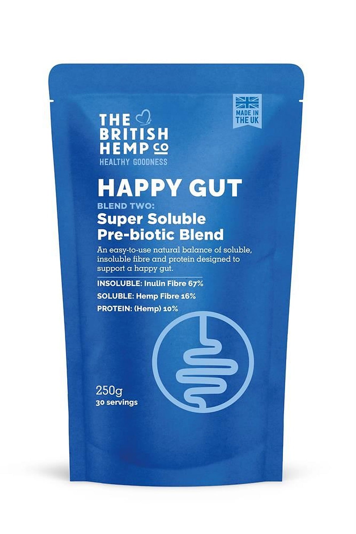 British Hemp Co Happy Gut Super Soluble Prebiotic Blend 250g