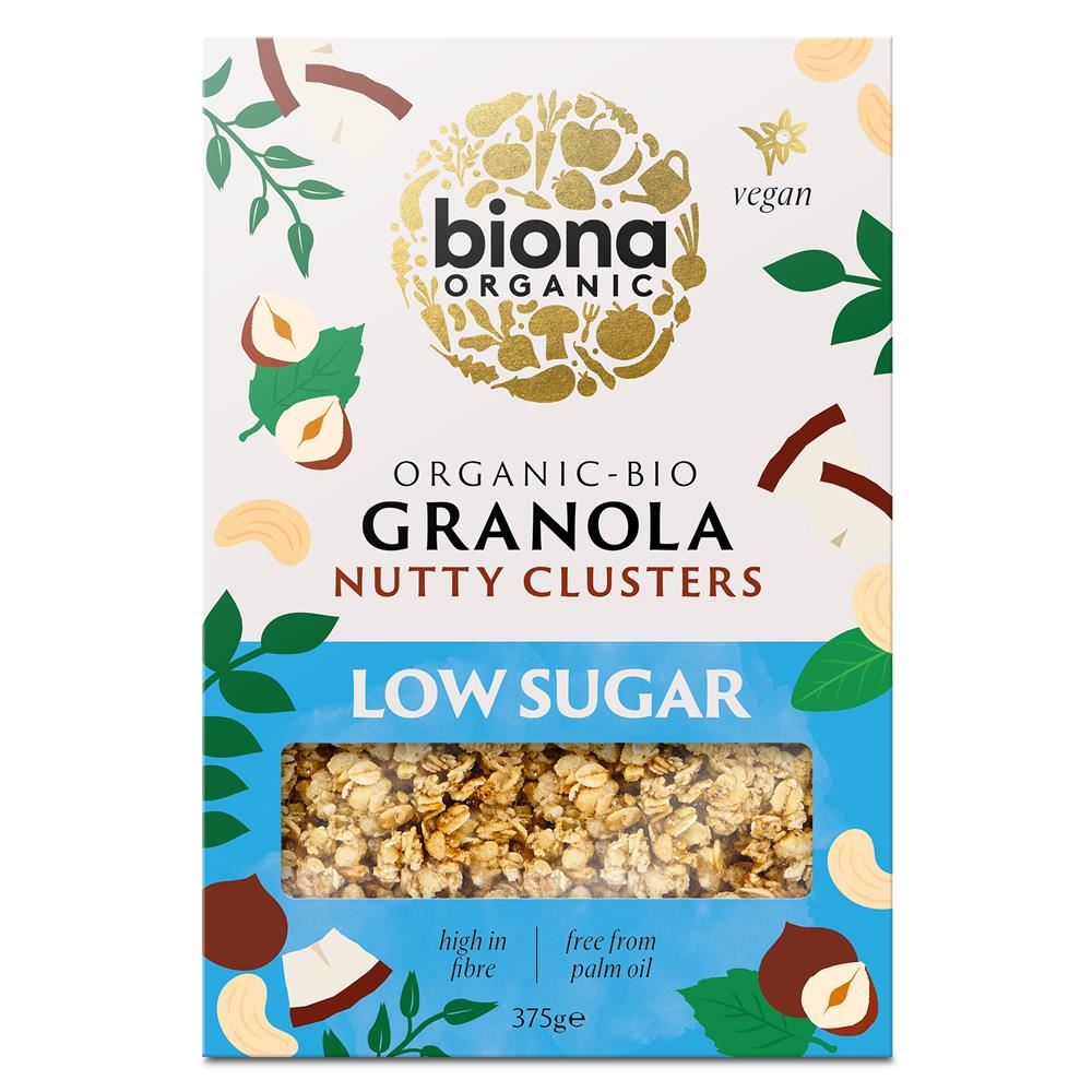 Biona Organic Granola Nutty Clusters Low Sugar 375g