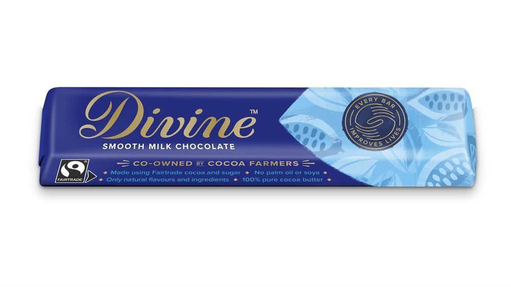 Divine Chocolate Fairtrade Milk Chocolate Bar 35g - 10 Pack