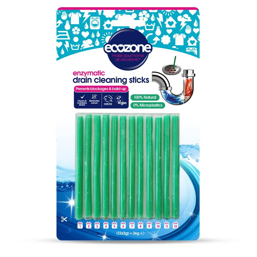 Ecozone Enzymatic Drain Cleaning Sticks 12 pack