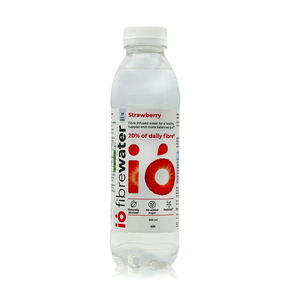 io fibrewater Strawberry 500 ml - prebiotic fibre water still - 6 Pack