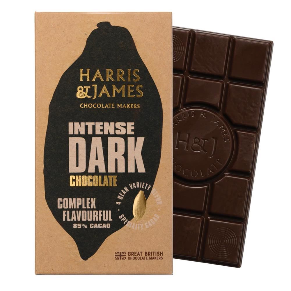 Harris and James Intense 85% Vegan Dark Chocolate Bar 86g