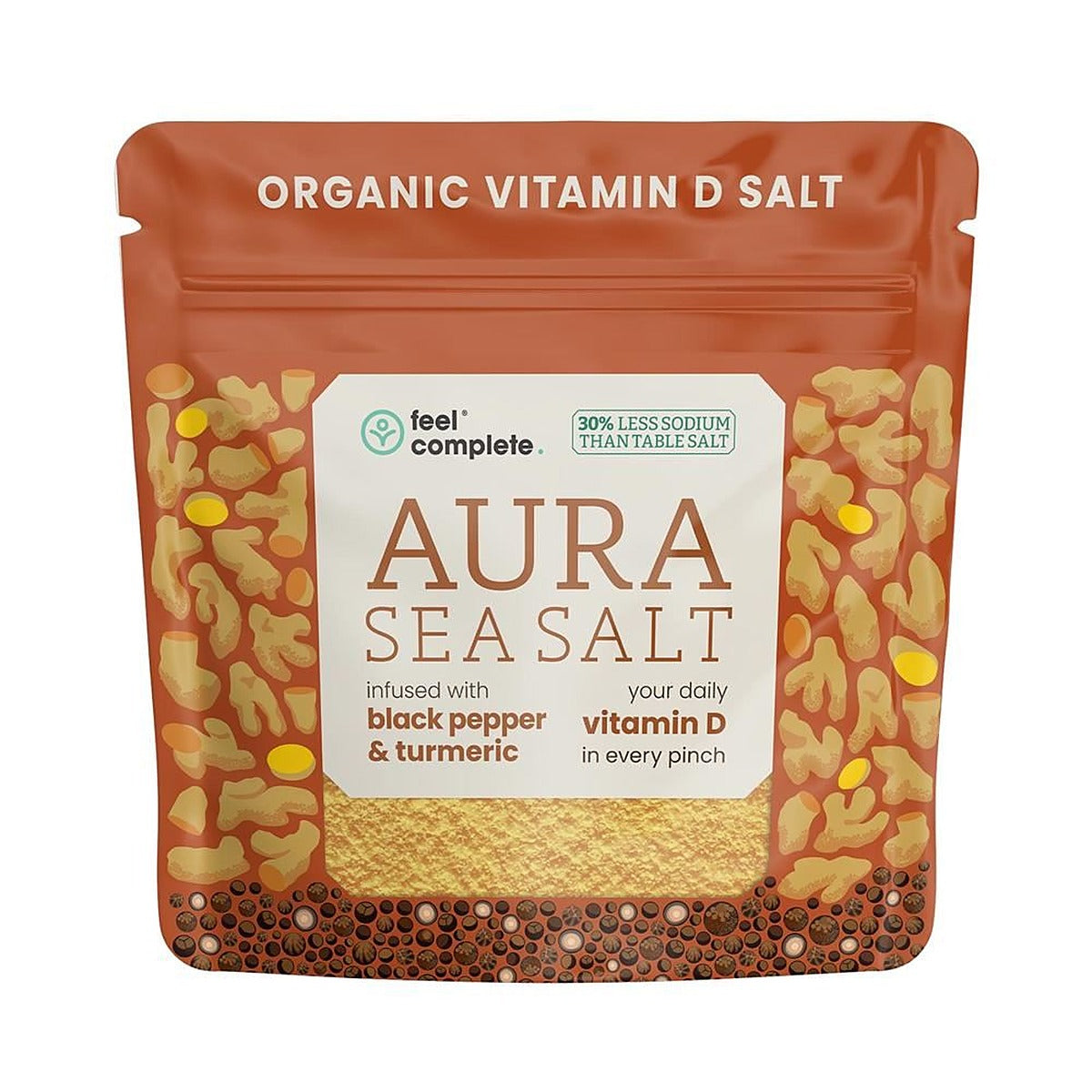 Feel Complete (Aura Sea Salt) Organic Black Pepper & Turmeric Vitamin D 80g