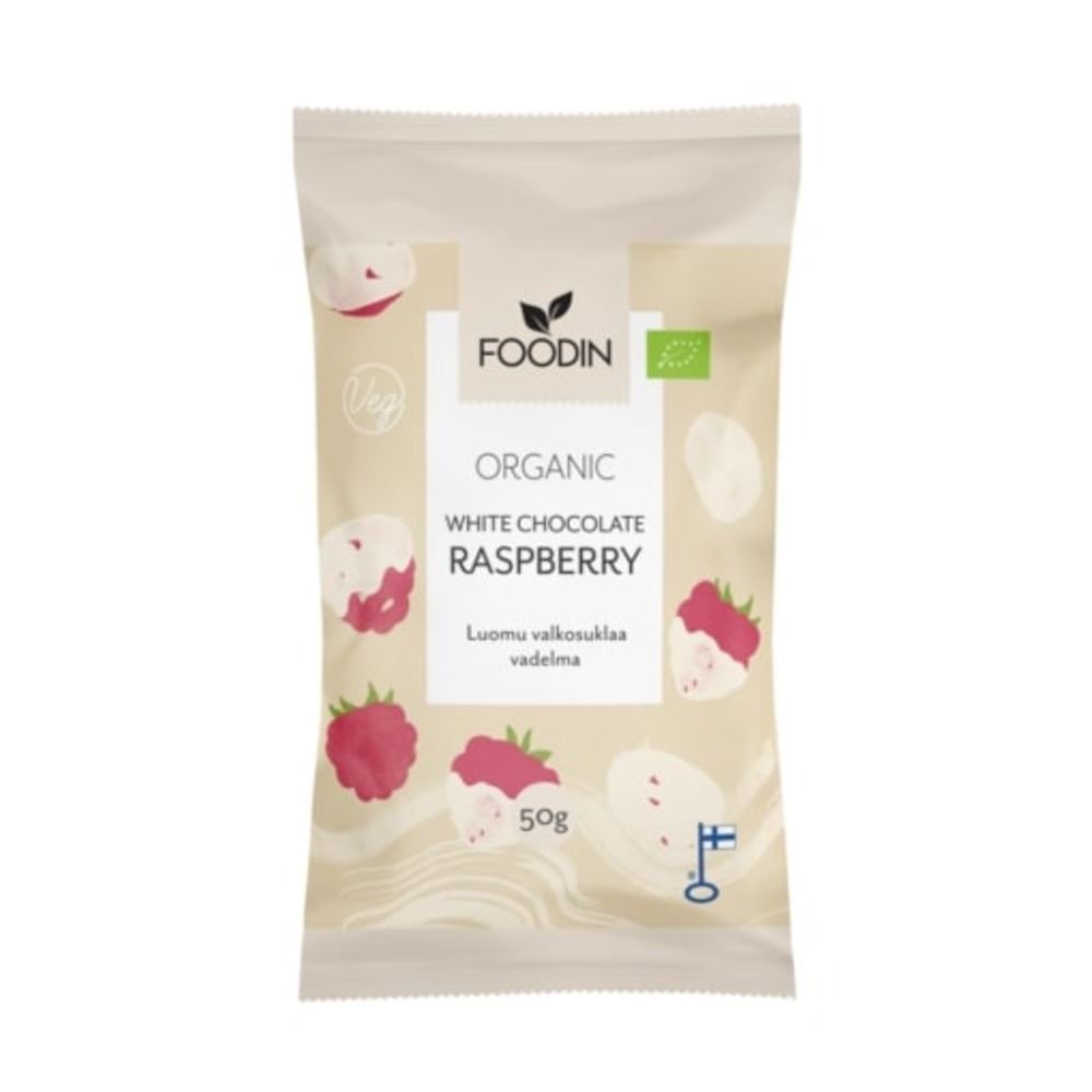 Foodin Organic Raw White Chocolate Raspberry 50g