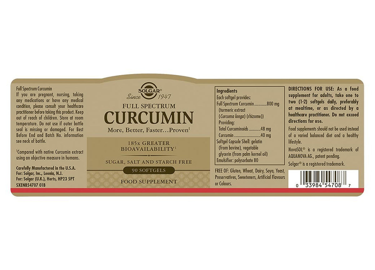 Solgar Full Spectrum Curcumin 185x - 90 Softgels - image 3