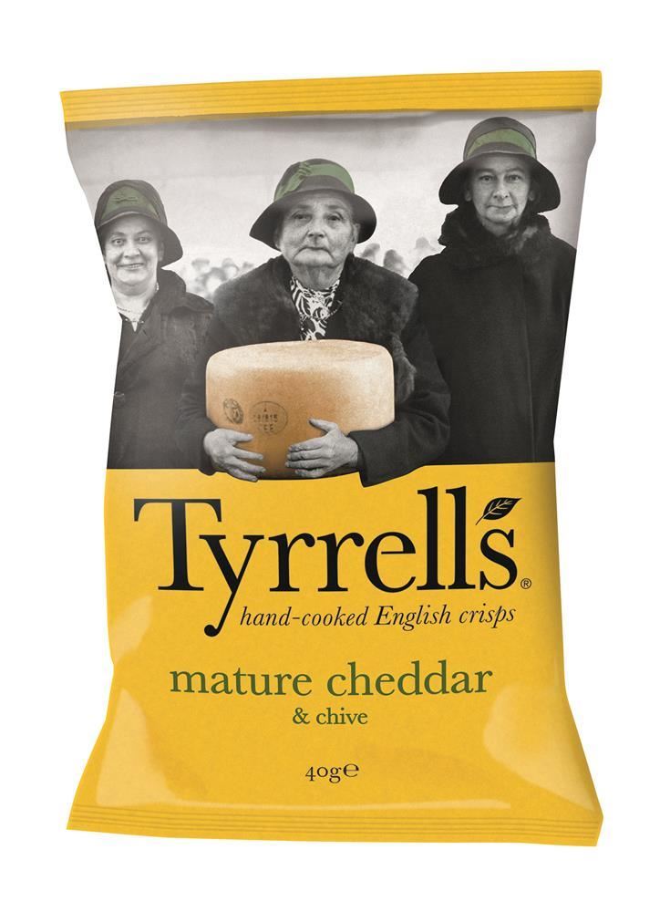 Tyrrells Cheddar Cheese & Chive Crisps 40g - 6 Pack