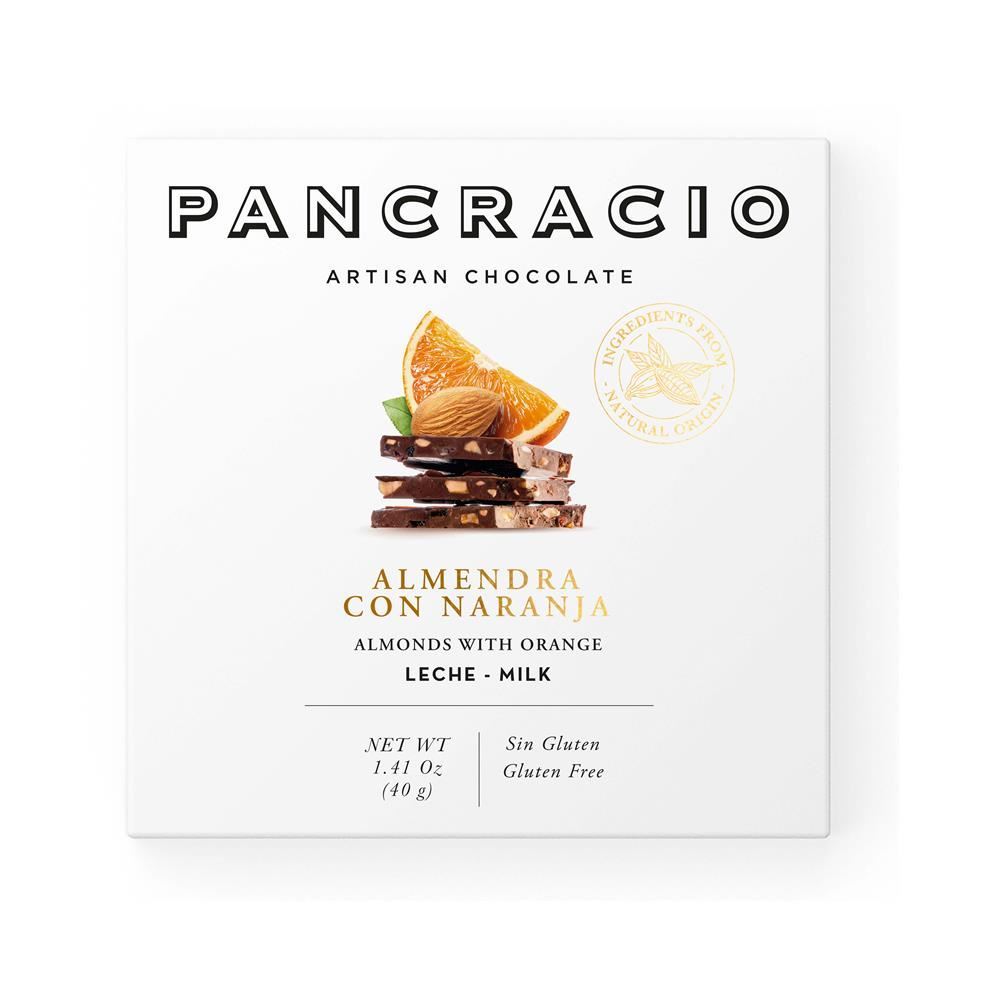 Pancracio Chocolate Almond & Orange Milk Chocolate Mini Bar 40g - 10 Pack