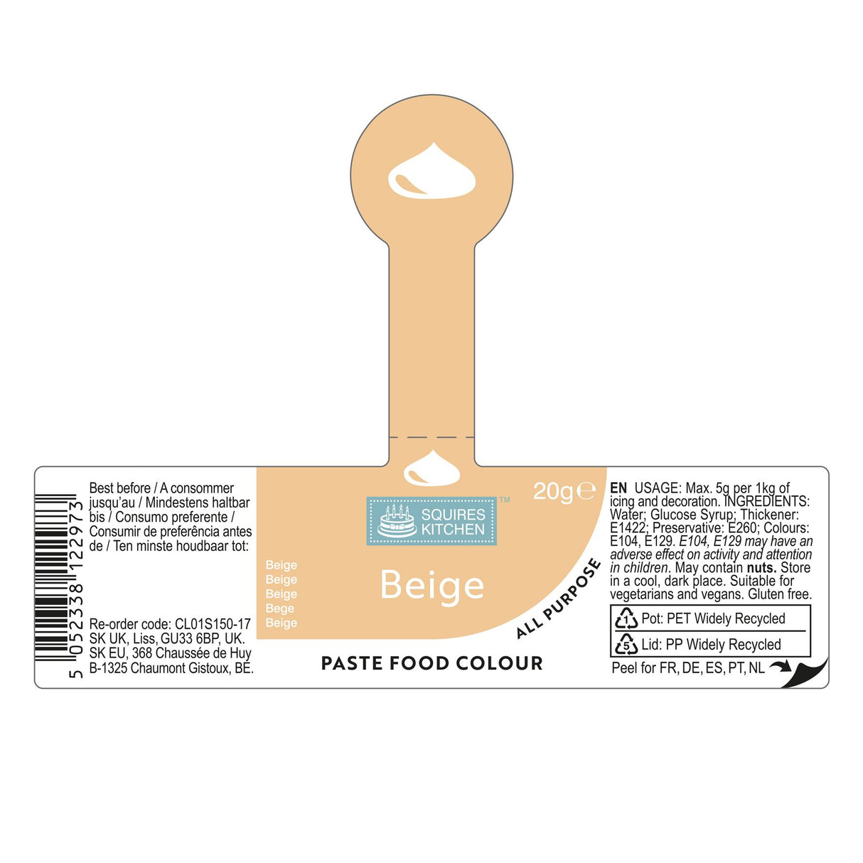 Squires Kitchen Food Colouring Paste Gel 20g - All Shades