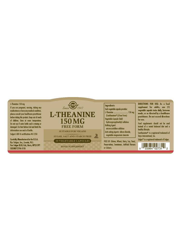 Solgar L-Theanine 150 mg - 30 Vegicaps