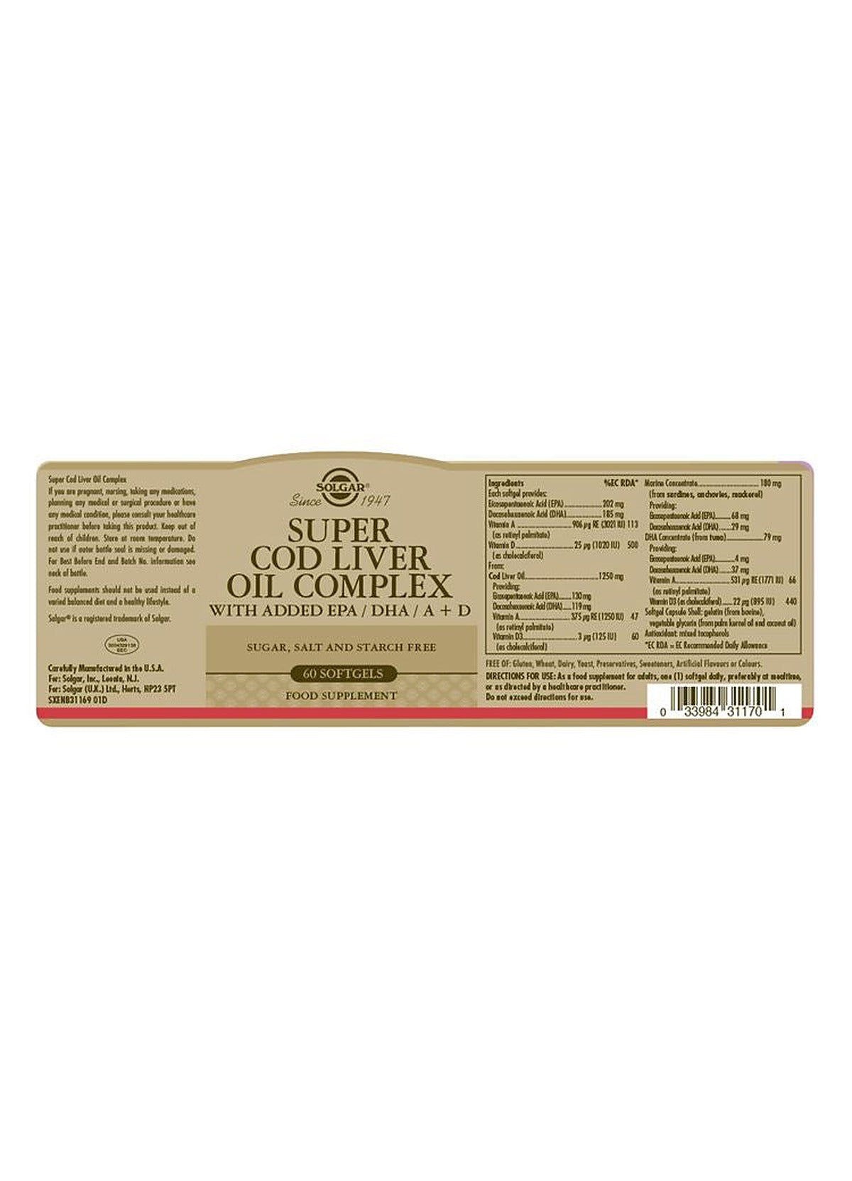Solgar Super Cod Liver Oil Complex - 60 Softgels - image 3