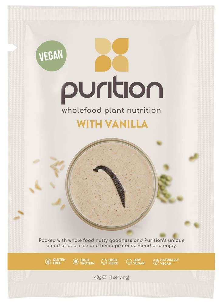 Purition Vegan Wholefood Nutrition Vanilla 40g - 8 Pack