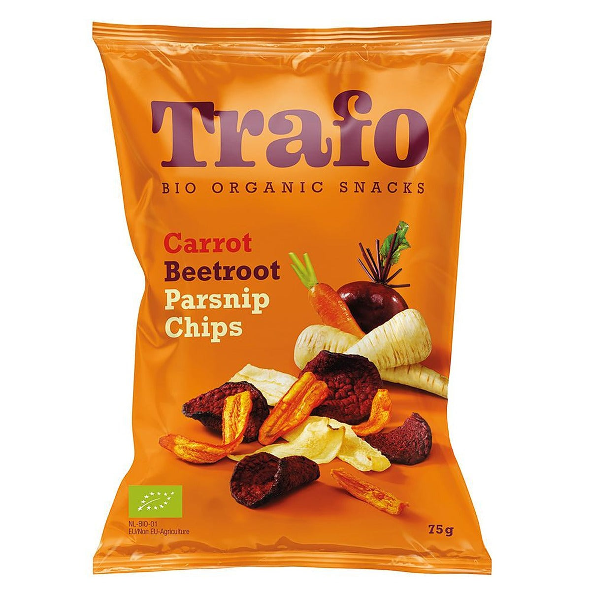 Trafo Organic 3 Vegetable Crisps 75g - 12 Pack