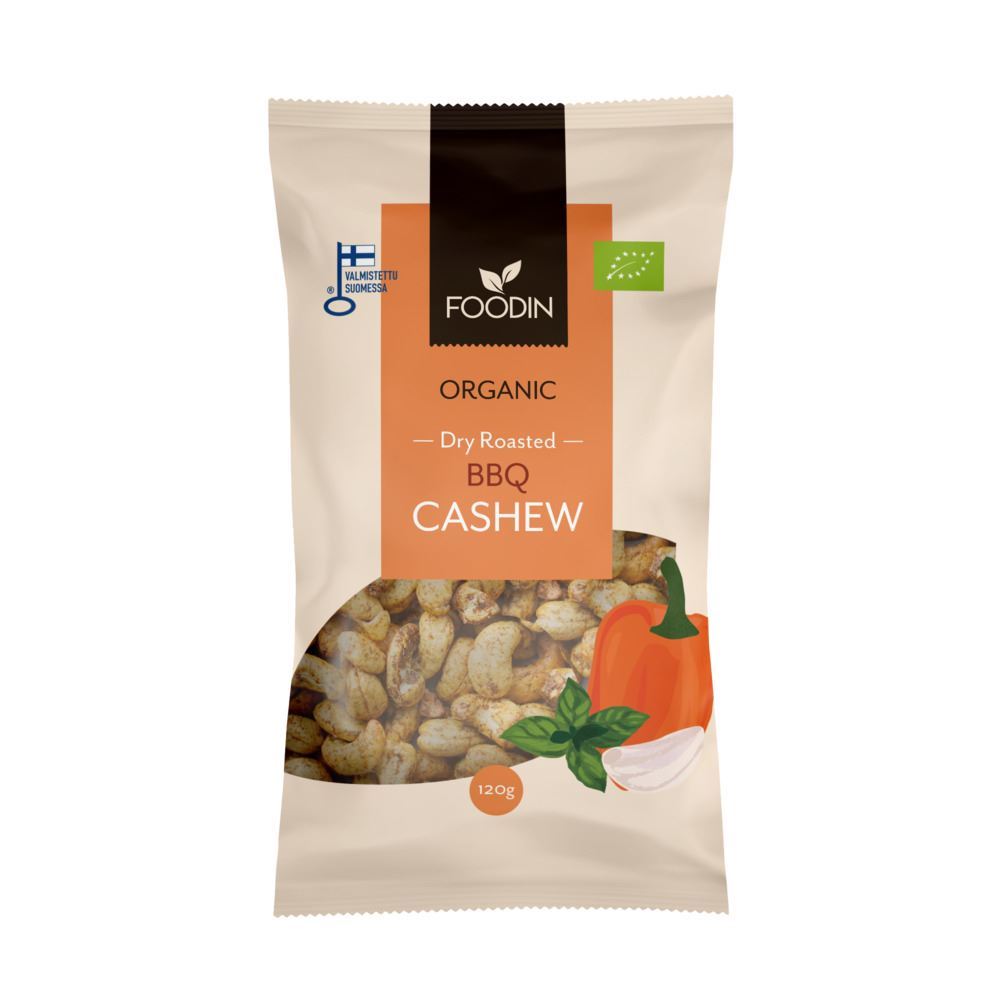 Foodin Organic Dry Roasted BBQ Cashew 120g - 8 Pack