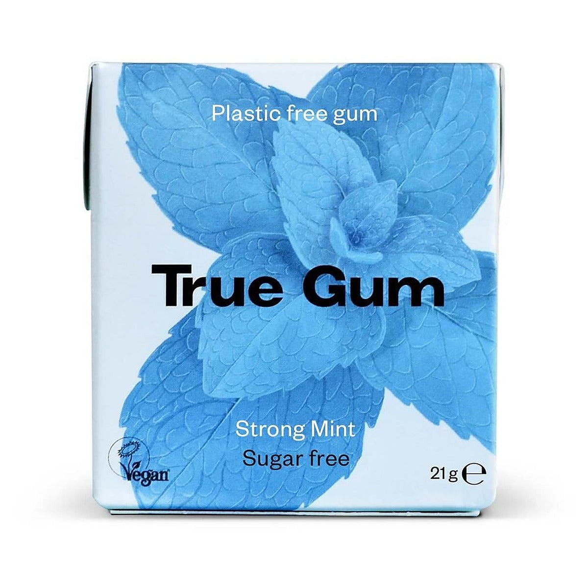 True Gum Plastic Free Vegan Sugar Free Chewing Gum Strong Mint 21g - 24 Pack